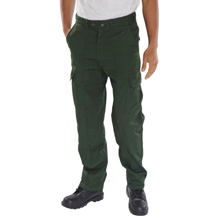 Beeswift Super Click PC Trousers Poly Cotton Cargo Workwear with Pockets