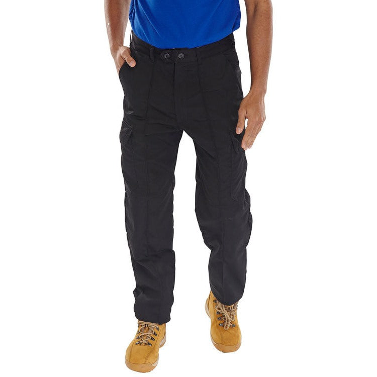 Beeswift Super Click PC Trousers Poly Cotton Cargo Workwear with Pockets