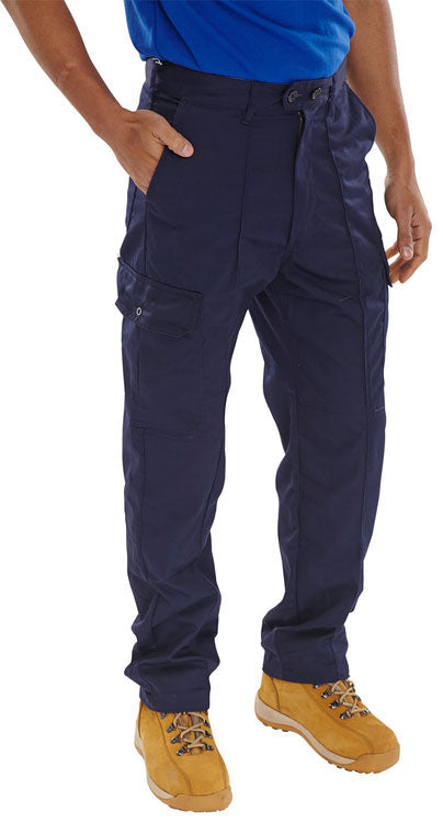 Beeswift Super Click PC Trousers Poly Cotton Cargo Workwear with Pockets