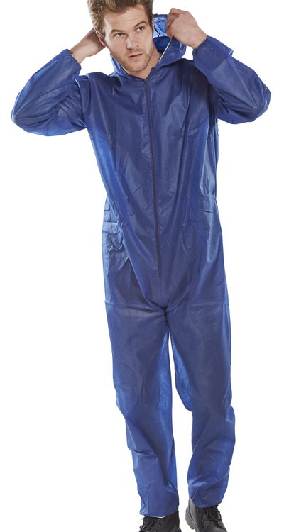 Beeswift Disposable Polprop Boiler Suit Non Woven Elasticated Hood Waistband