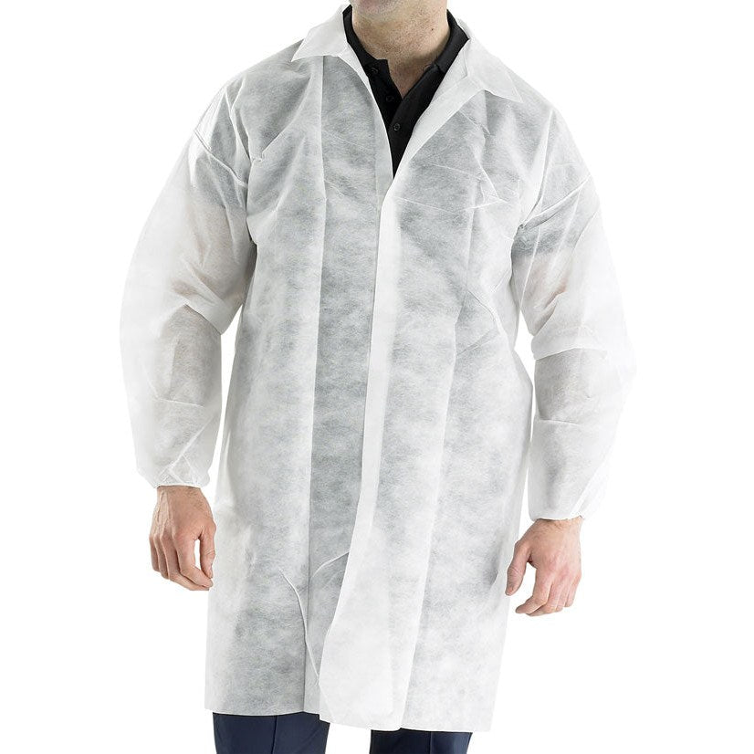Beeswift Disposable Polypropylene Visitor Coat with Collar and Hook Fastening