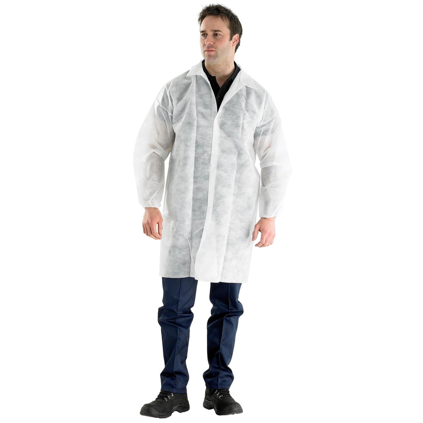 Beeswift Disposable Polypropylene Visitor Coat with Collar and Hook Fastening