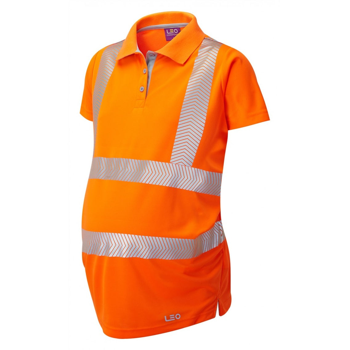 Leo Workwear EcoViz Maternity Polo Shirt Hi-Vis Reflective Tape S-XXL