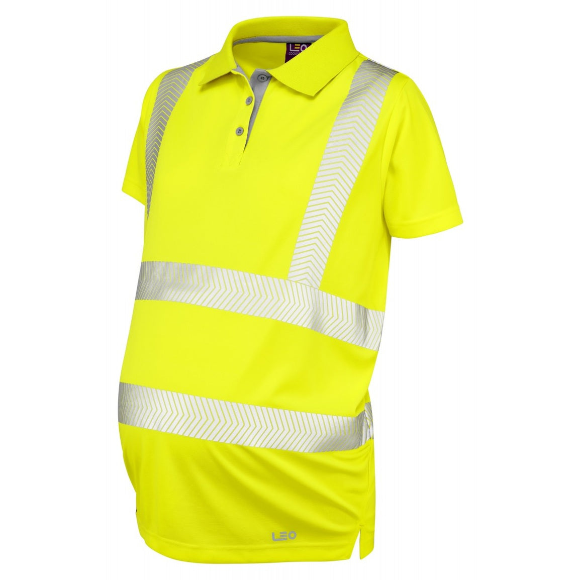 Leo Workwear EcoViz Maternity Polo Shirt Hi-Vis Reflective Tape S-XXL