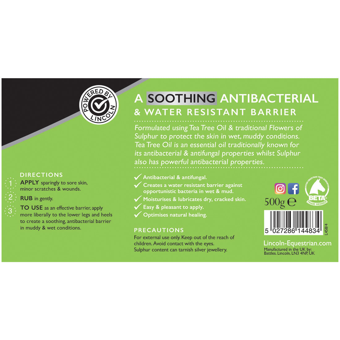 Lincoln Horse Tea Tree Oil Ointment Antibacterial Moisturising Healing