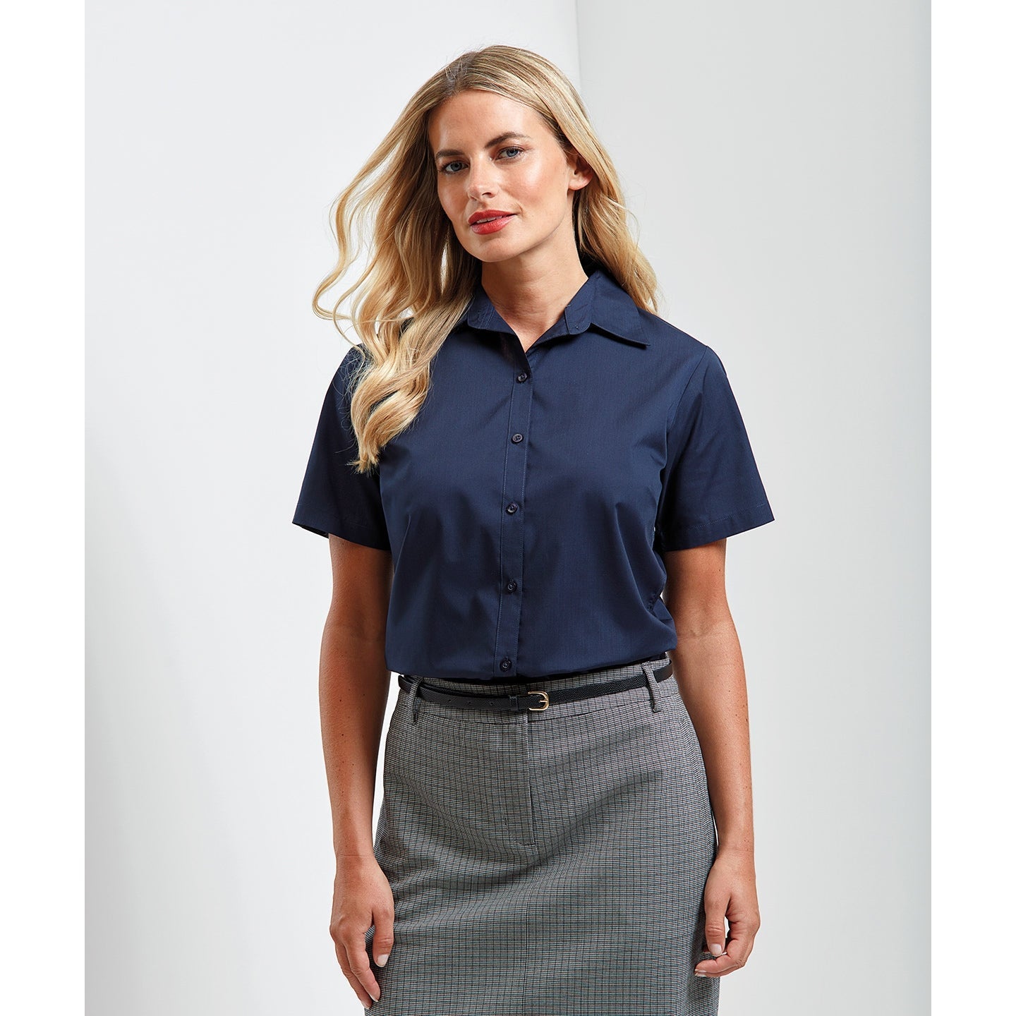 Premier Women's Short Sleeve Poplin Blouse Fitted Soft Collar 30 Colours