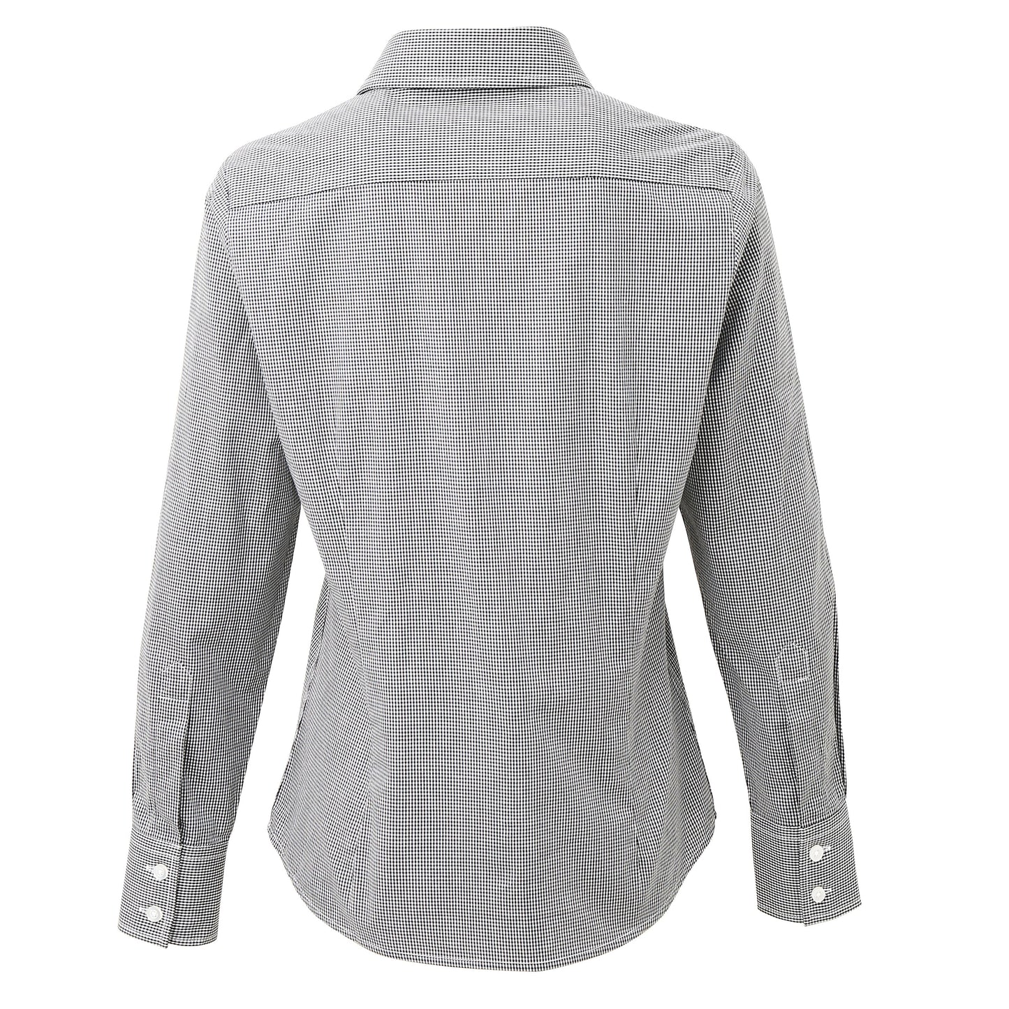 Premier Women's Long Sleeve Gingham Cotton Shirt Soft Collar Fitted Blouse