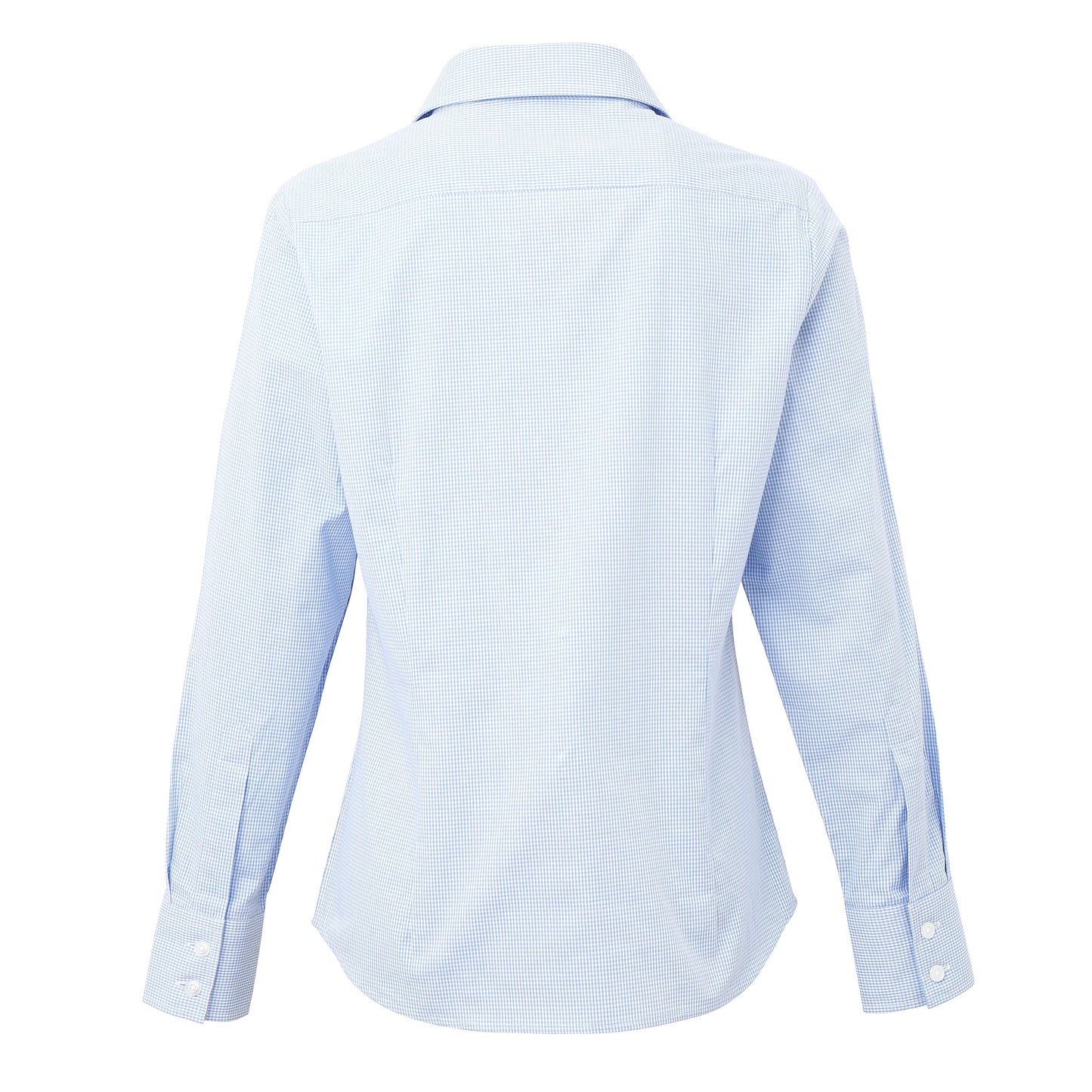 Premier Women's Long Sleeve Gingham Cotton Shirt Soft Collar Fitted Blouse