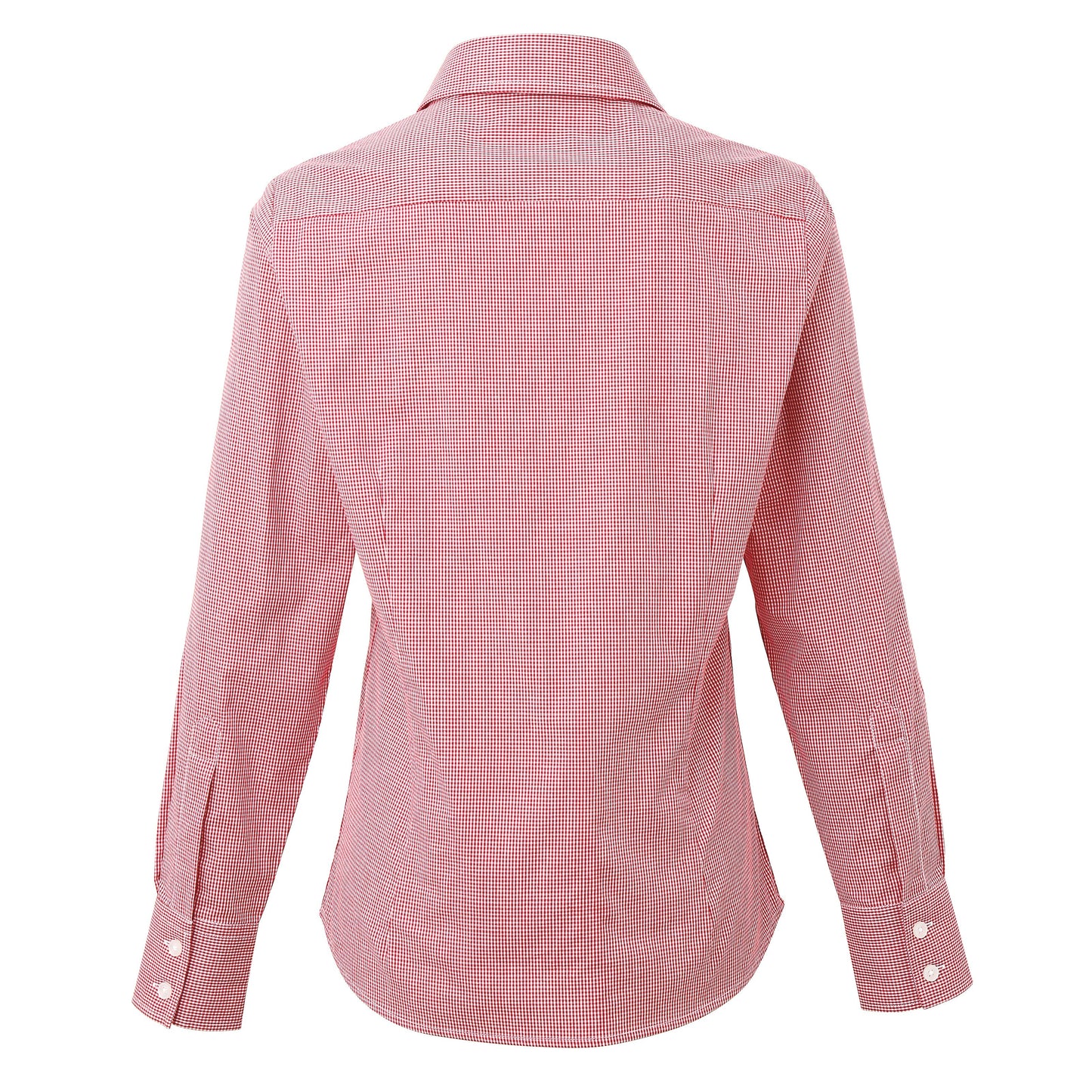 Premier Women's Long Sleeve Gingham Cotton Shirt Soft Collar Fitted Blouse