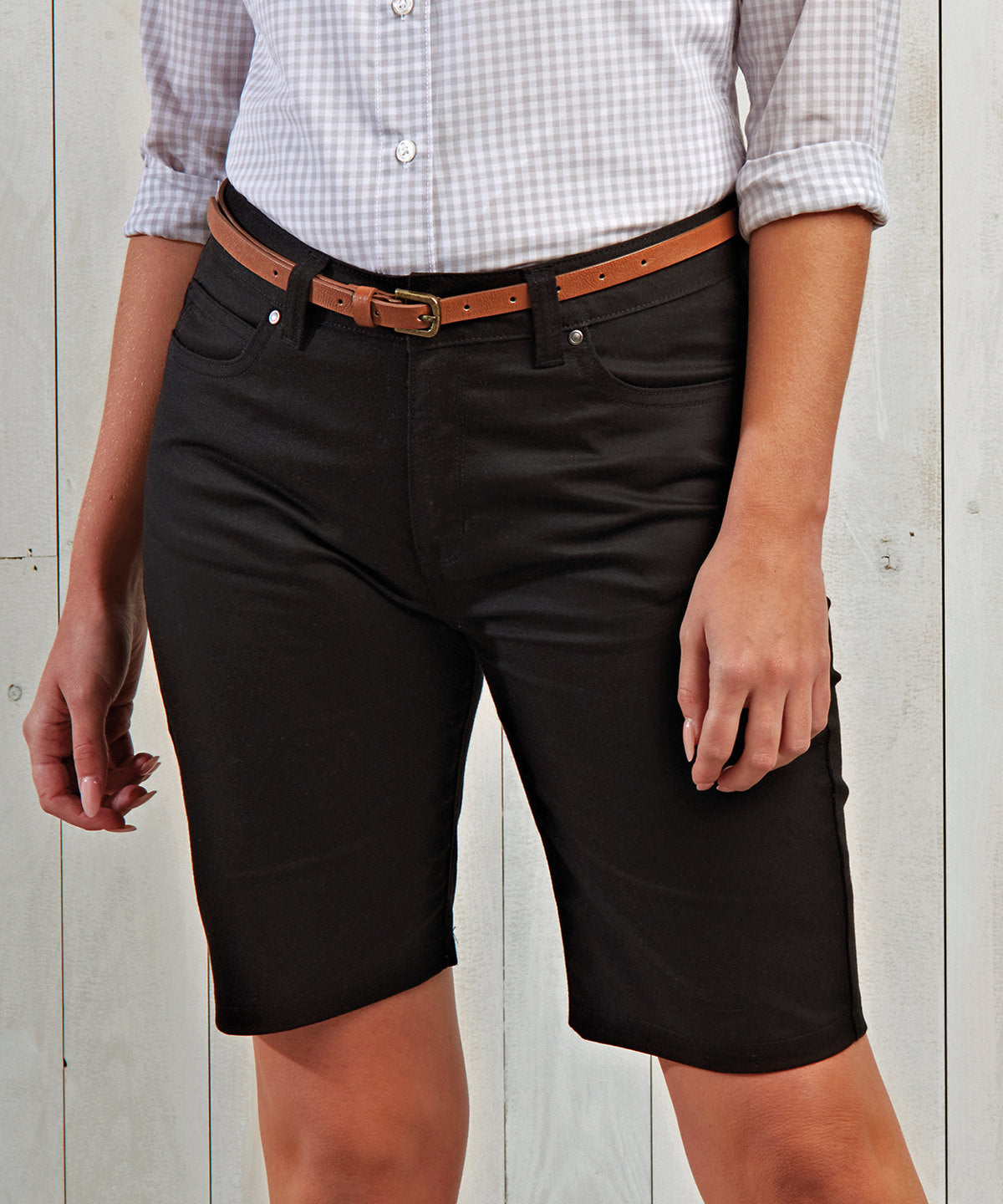 Premier Women's Chino Shorts Stretch Fabric Belt Loops Pockets Casual Wear