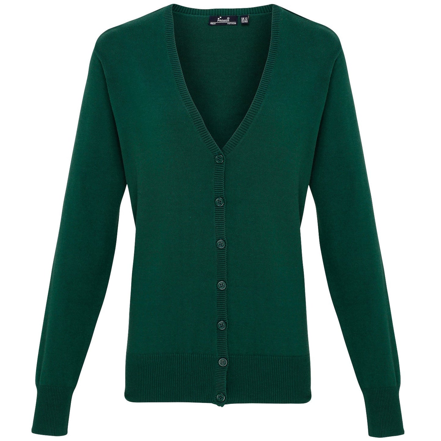 Premier Women's V-Neck Button-Through Knitted Cardigan Long Sleeve Soft Yarn