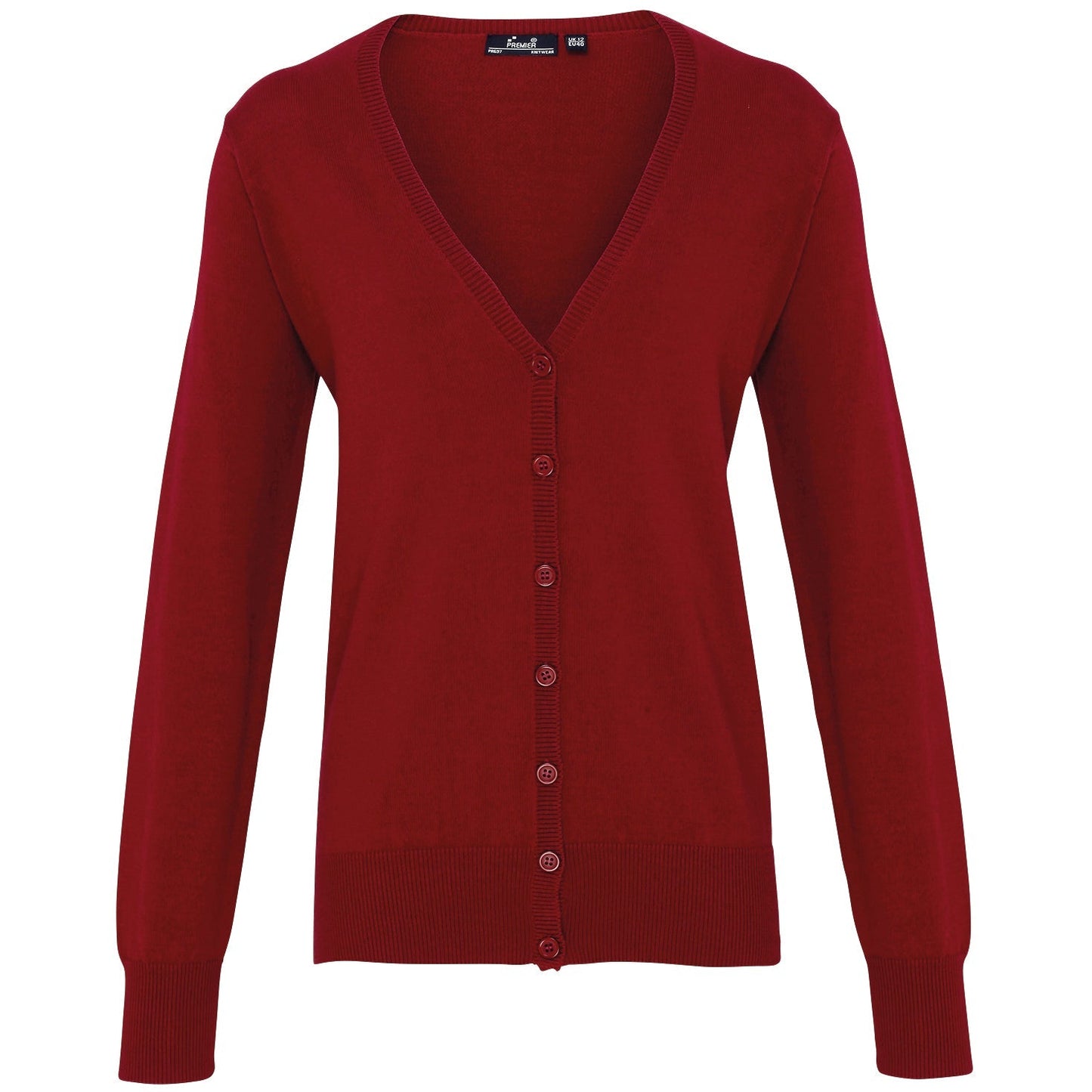 Premier Women's V-Neck Button-Through Knitted Cardigan Long Sleeve Soft Yarn