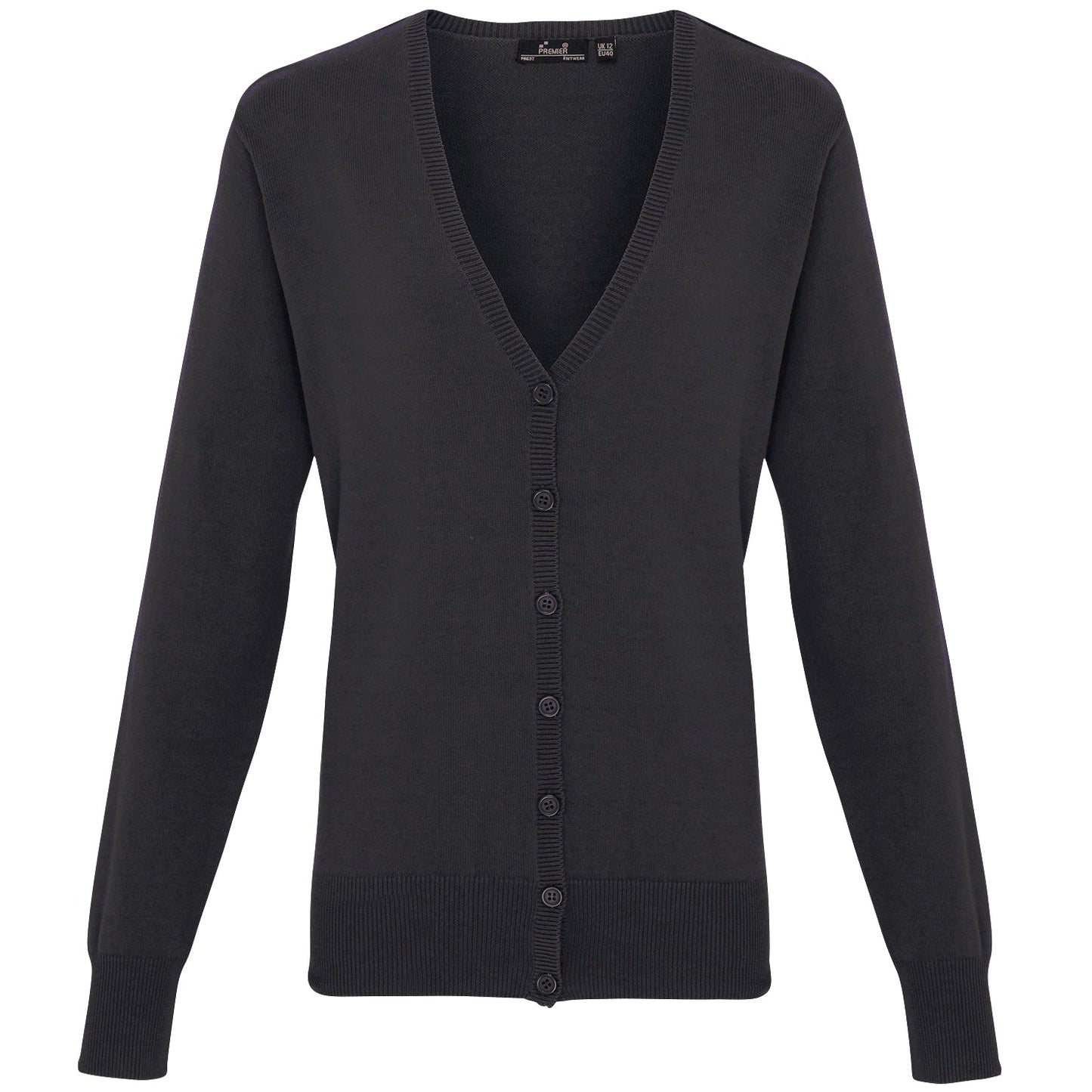 Premier Women's V-Neck Button-Through Knitted Cardigan Long Sleeve Soft Yarn