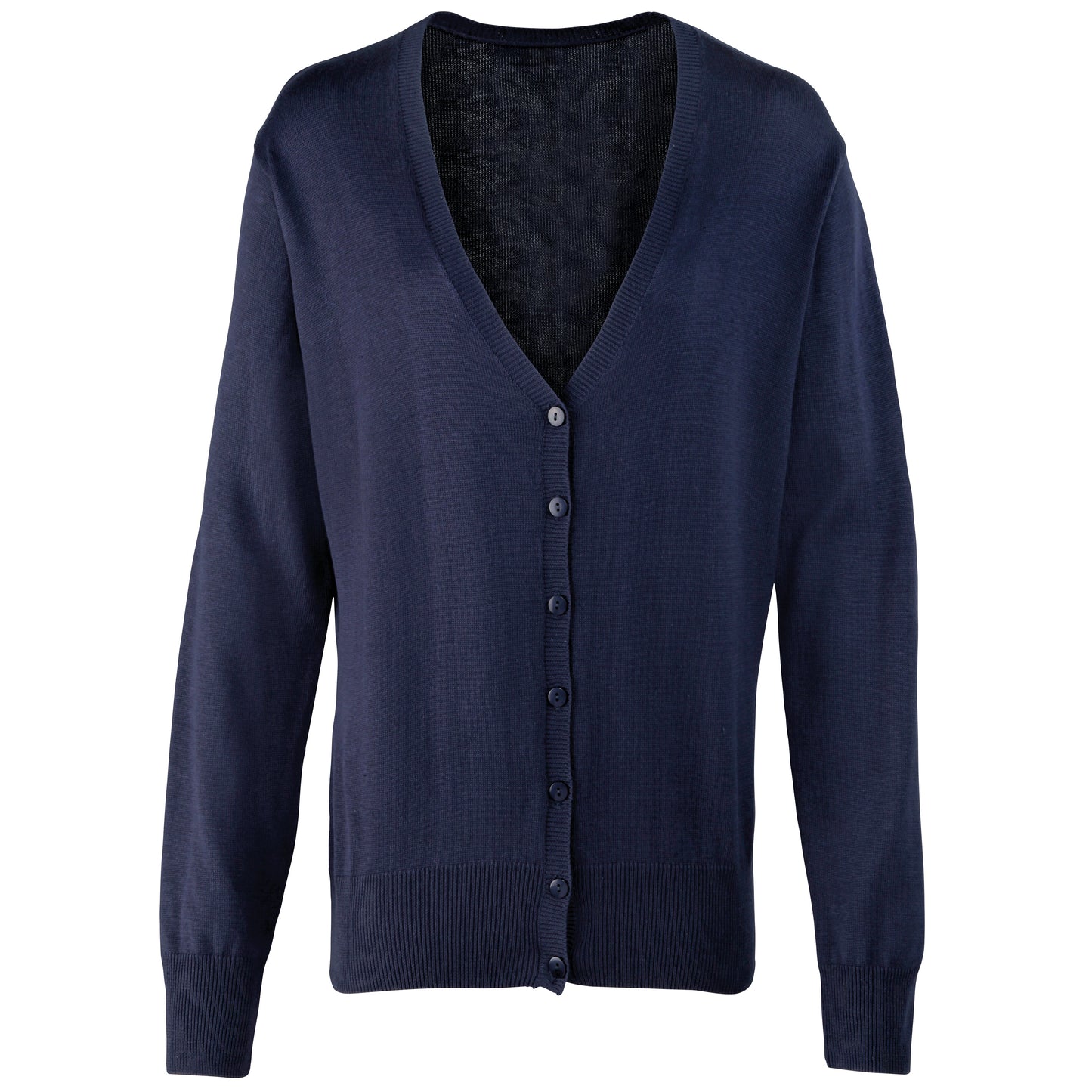Premier Women's V-Neck Button-Through Knitted Cardigan Long Sleeve Soft Yarn