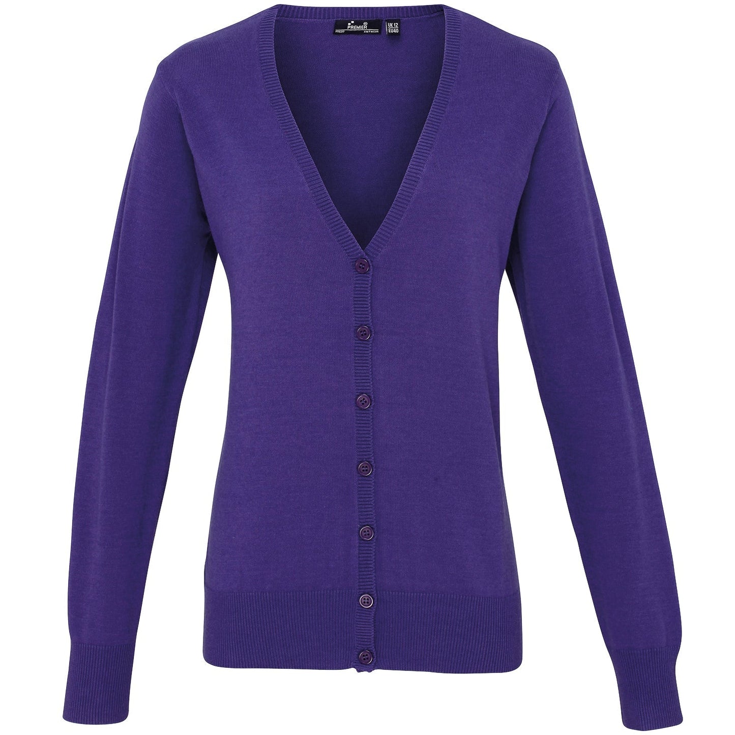 Premier Women's V-Neck Button-Through Knitted Cardigan Long Sleeve Soft Yarn