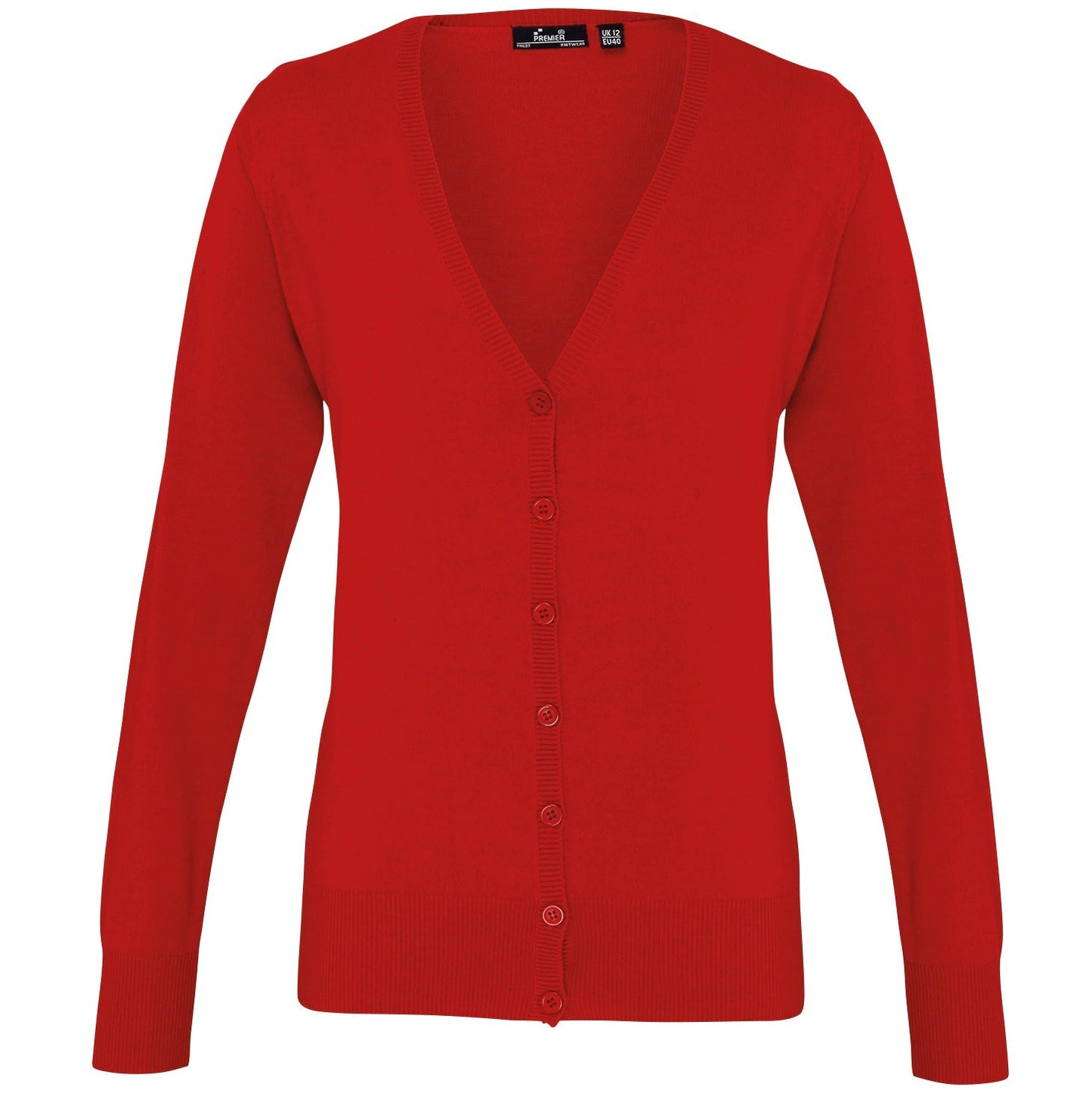 Premier Women's V-Neck Button-Through Knitted Cardigan Long Sleeve Soft Yarn