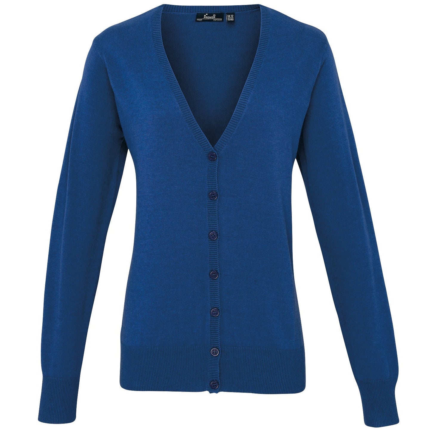 Premier Women's V-Neck Button-Through Knitted Cardigan Long Sleeve Soft Yarn