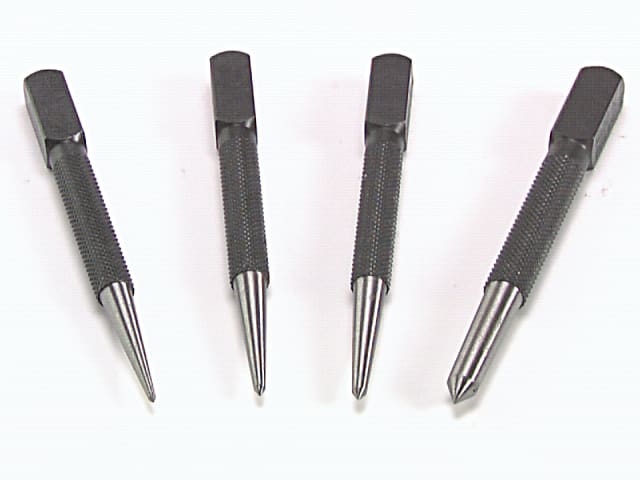 Priory 44-SC4 Centre Punch Set 4 Piece Square Head Knurled Grip Heat Treated
