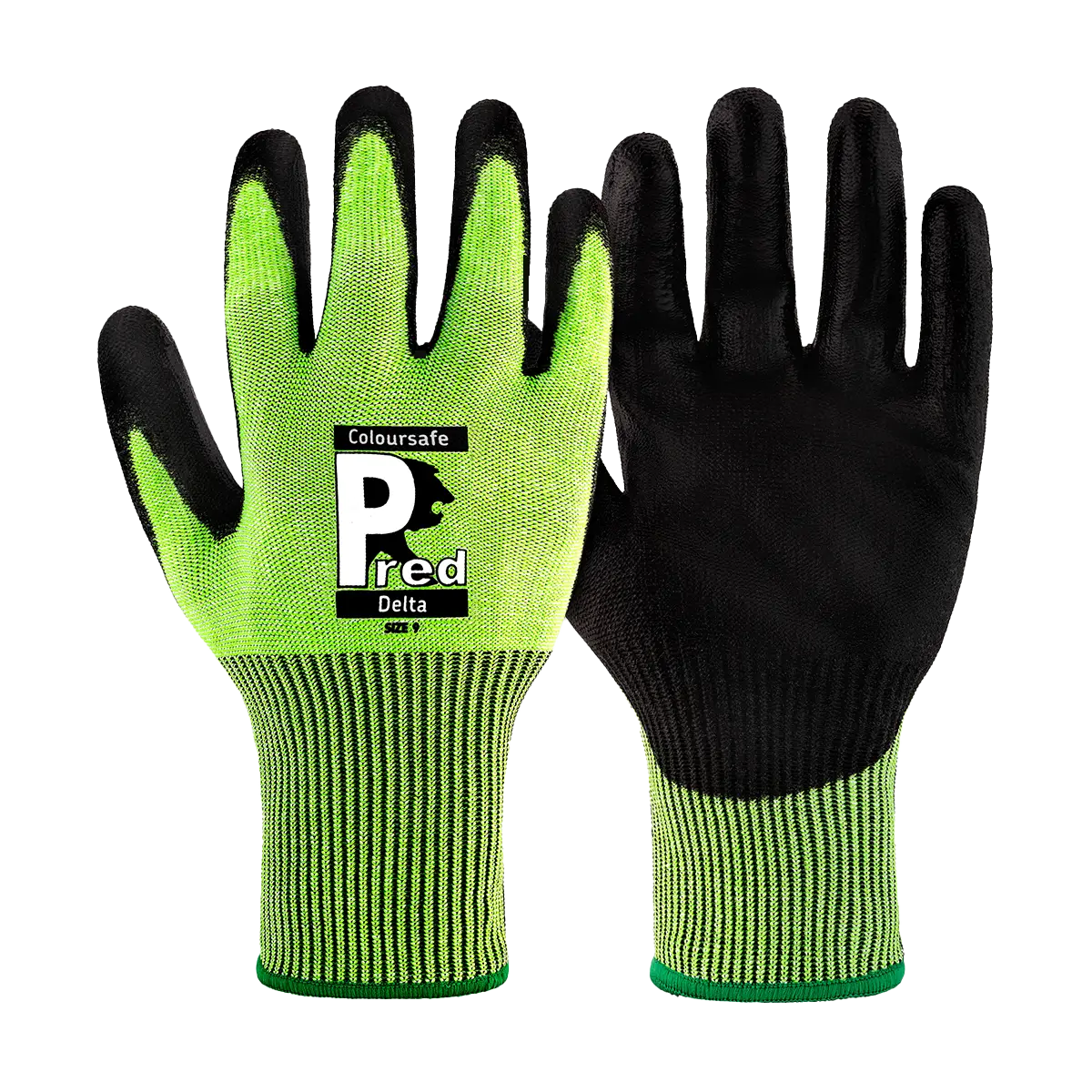 Predator Delta Gloves Green PU Coated EN388 4X42D Sizes XS to XXL