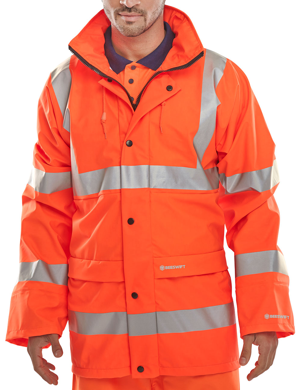 Beeswift Bseen PU Jacket 471 High Visibility Waterproof Breathable EN ISO 20471