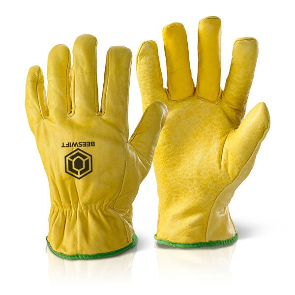 Beeswift Lined Drivers Gloves Soft Grain Leather Fleece Lined EN388 Certified