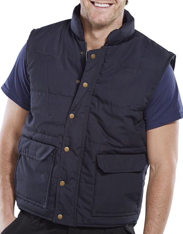 Beeswift Quebec Navy Blue Bodywarmer Quilted Polycotton with Pockets