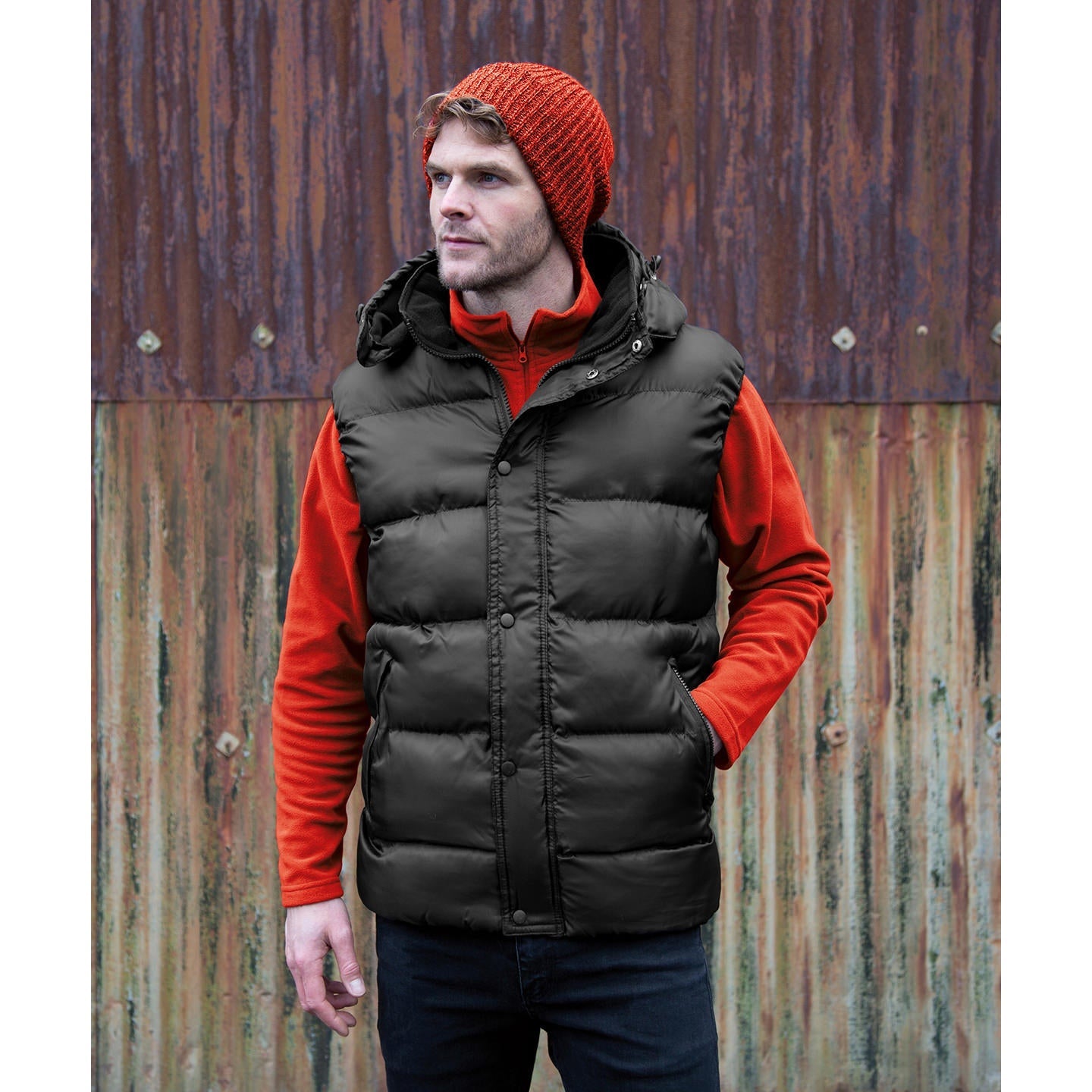 Result Core Nova Lux Padded Gilet Bodywarmer with Zip-off Hood and Pockets