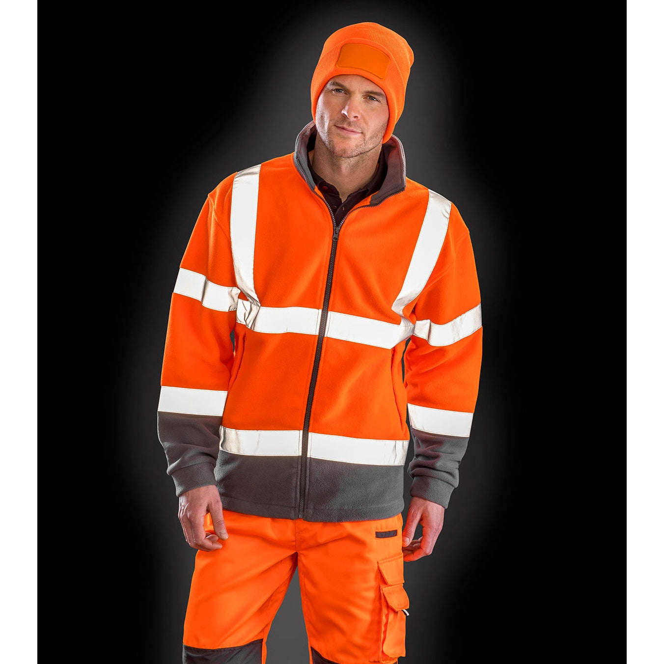 Result Safeguard Safety Microfleece Fleece Jacket Class 2 Reflective Orange/Grey