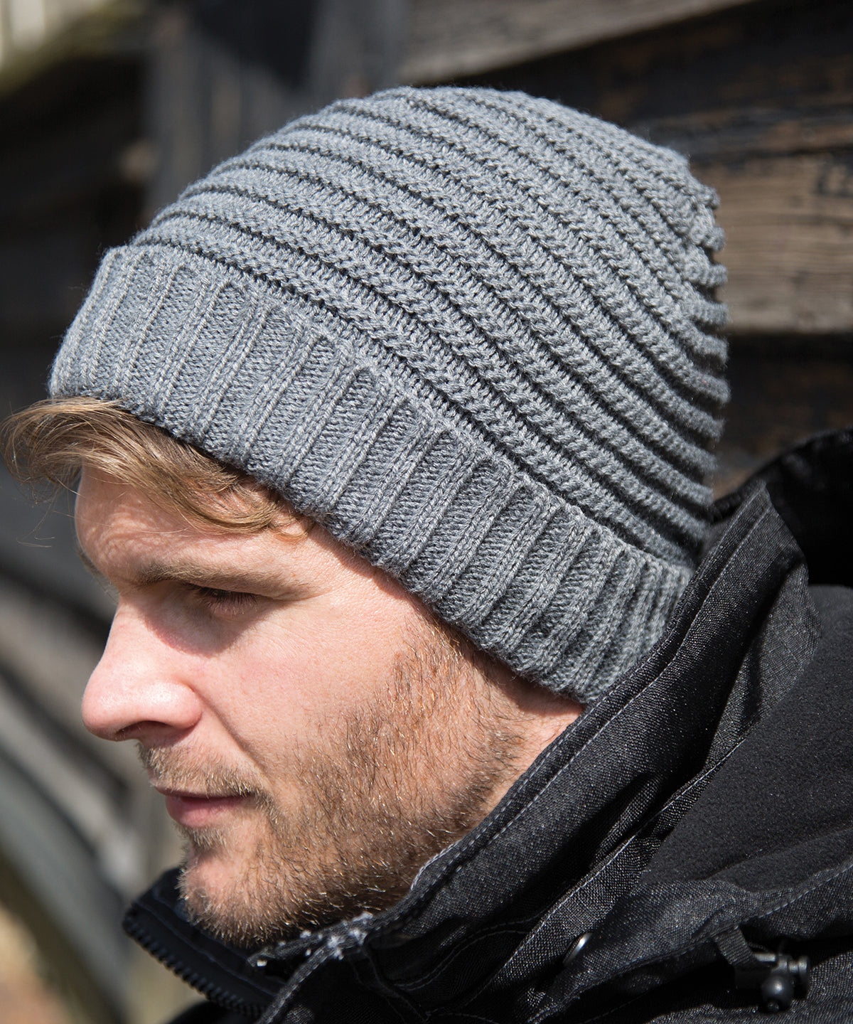Result Winter Essentials Braided Beanie Hat with Polartherm Fleece Lining
