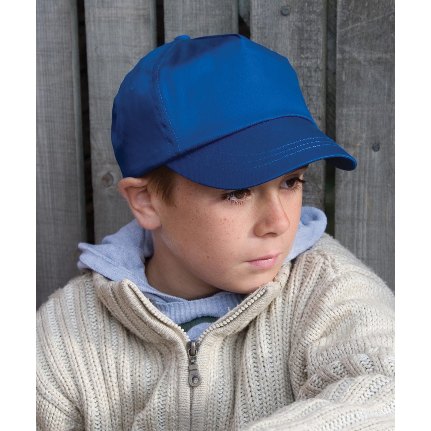 Result Headwear Junior Cotton Cap 5-Panel Pre-Curved Peak Adjustable Size