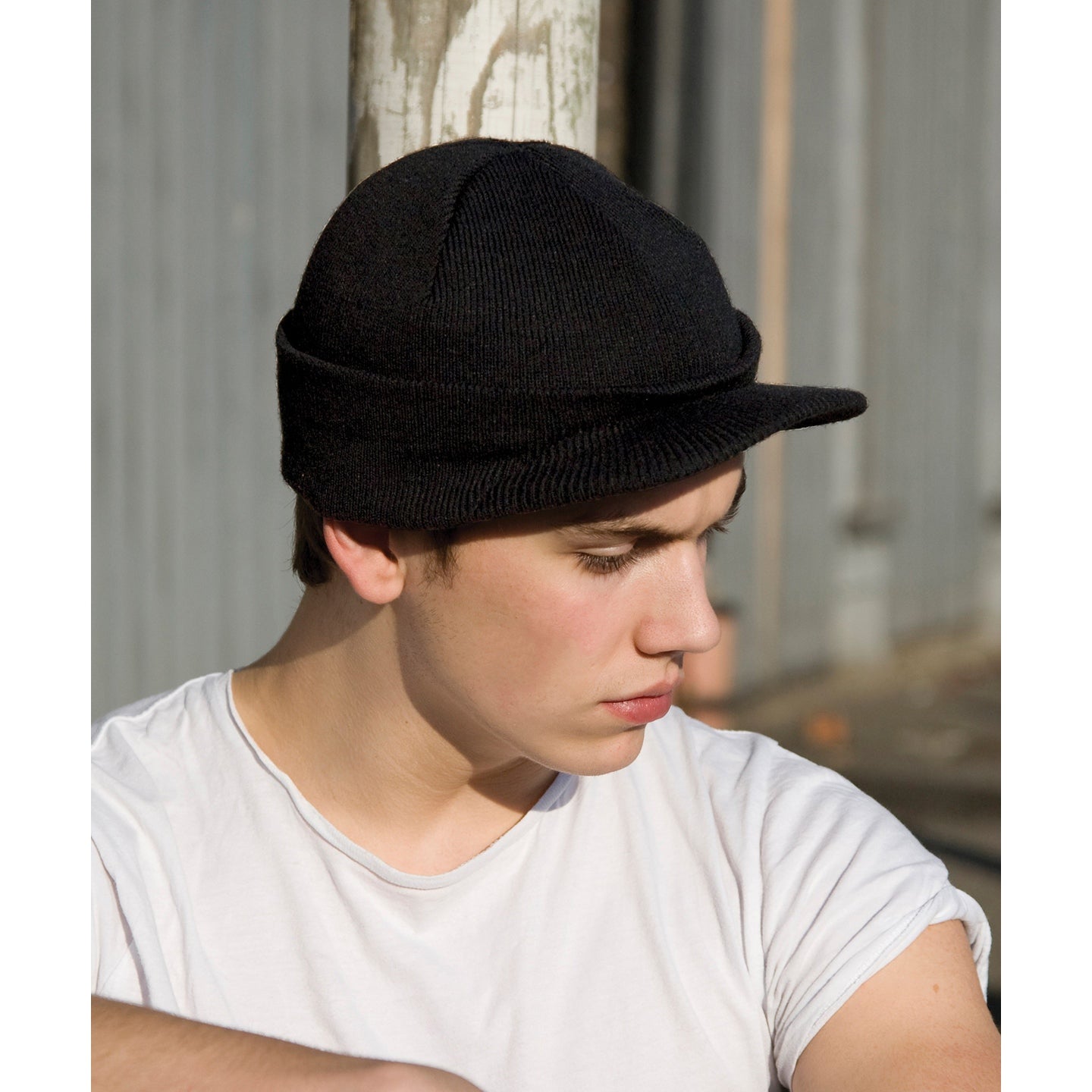 Esco Army Knitted Hat Winter Essentials Double Thickness Pre-Curved Peak