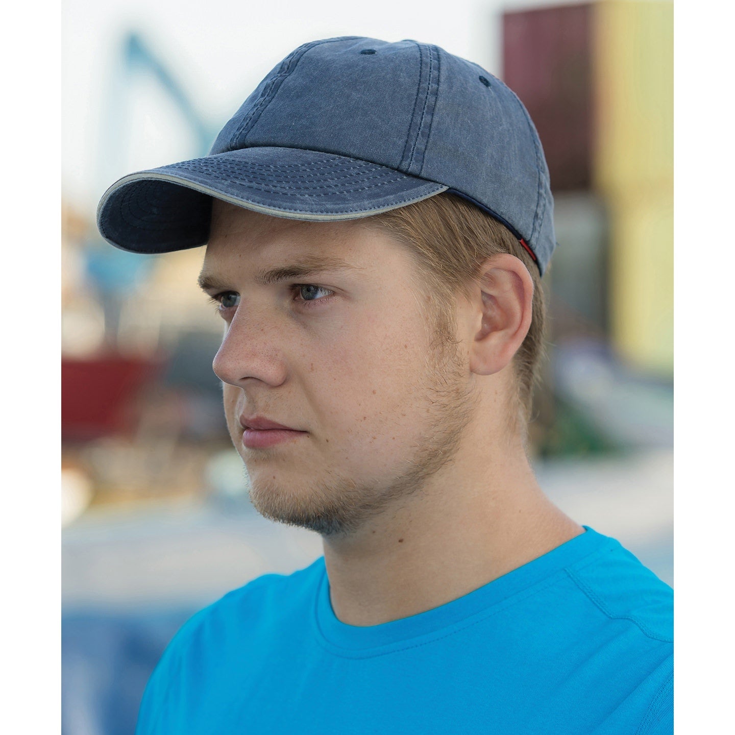 Result Headwear Washed Cotton Cap with Sandwich Peak and Adjustable Buckle