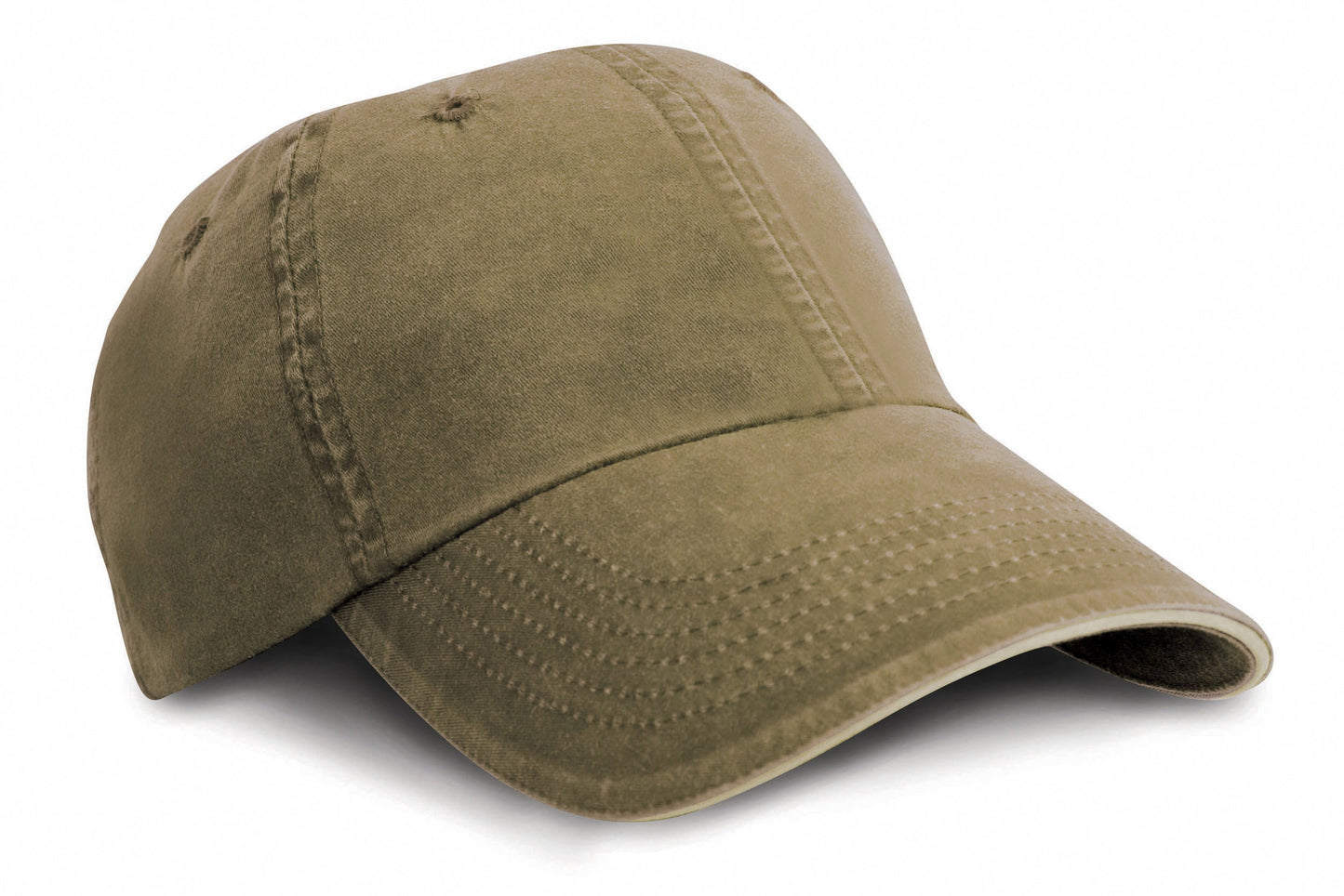 Result Headwear Washed Cotton Cap with Sandwich Peak and Adjustable Buckle