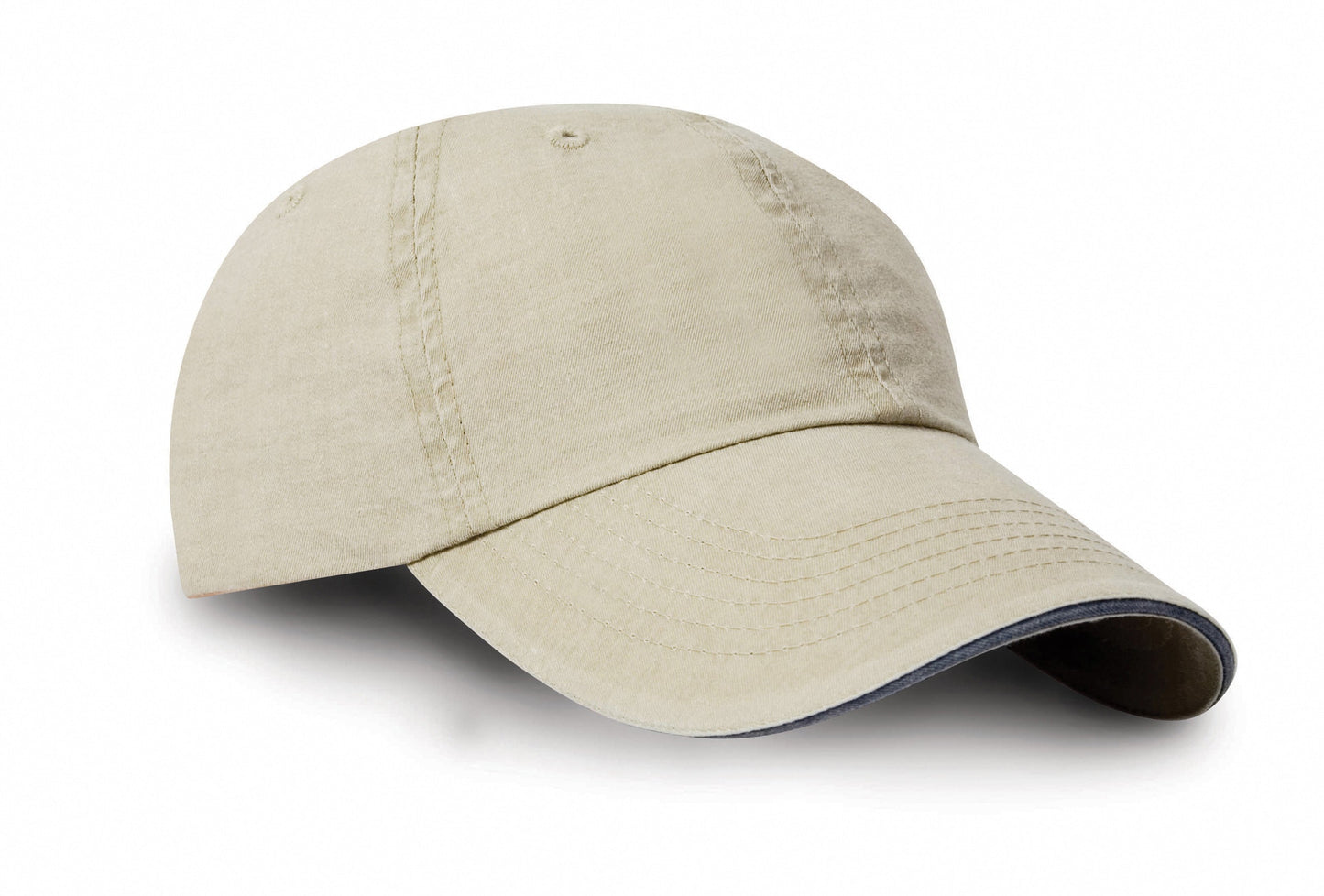 Result Headwear Washed Cotton Cap with Sandwich Peak and Adjustable Buckle