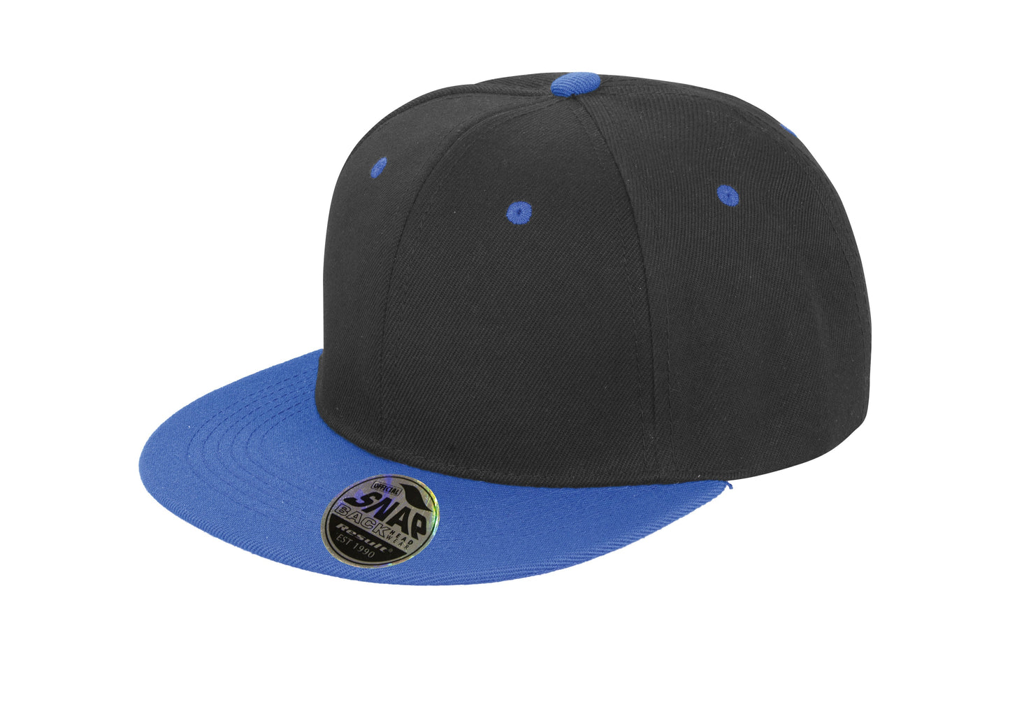Result Headwear Bronx Flat Peak Snapback Cap Dual Colour Retro Style