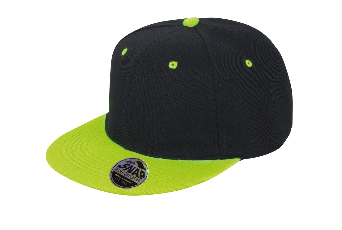 Result Headwear Bronx Flat Peak Snapback Cap Dual Colour Retro Style