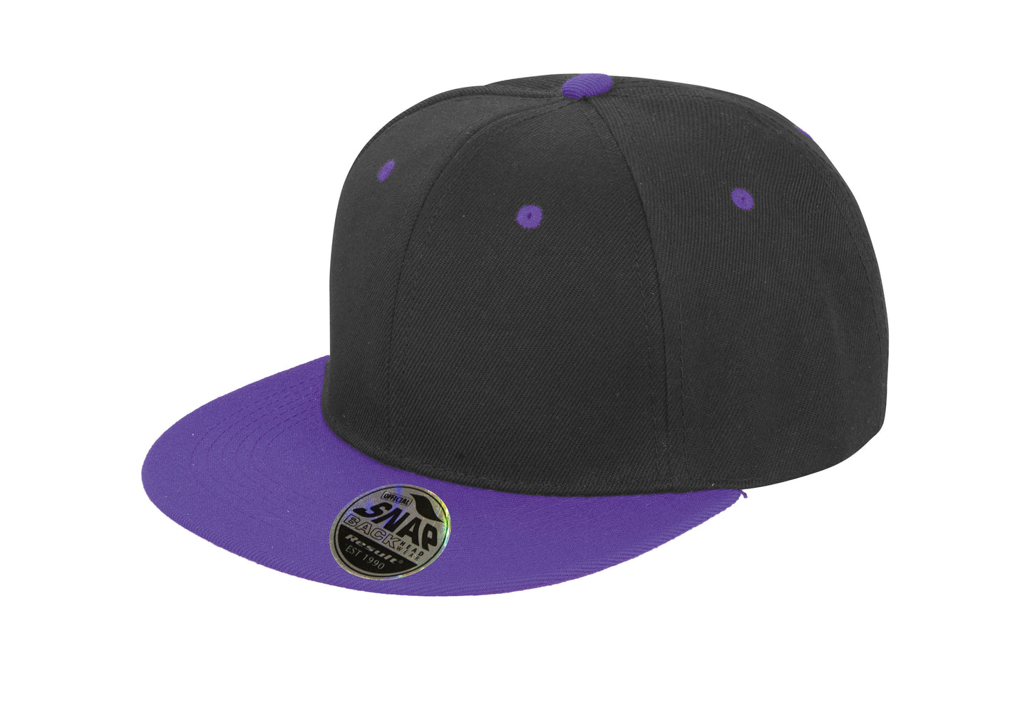 Result Headwear Bronx Flat Peak Snapback Cap Dual Colour Retro Style