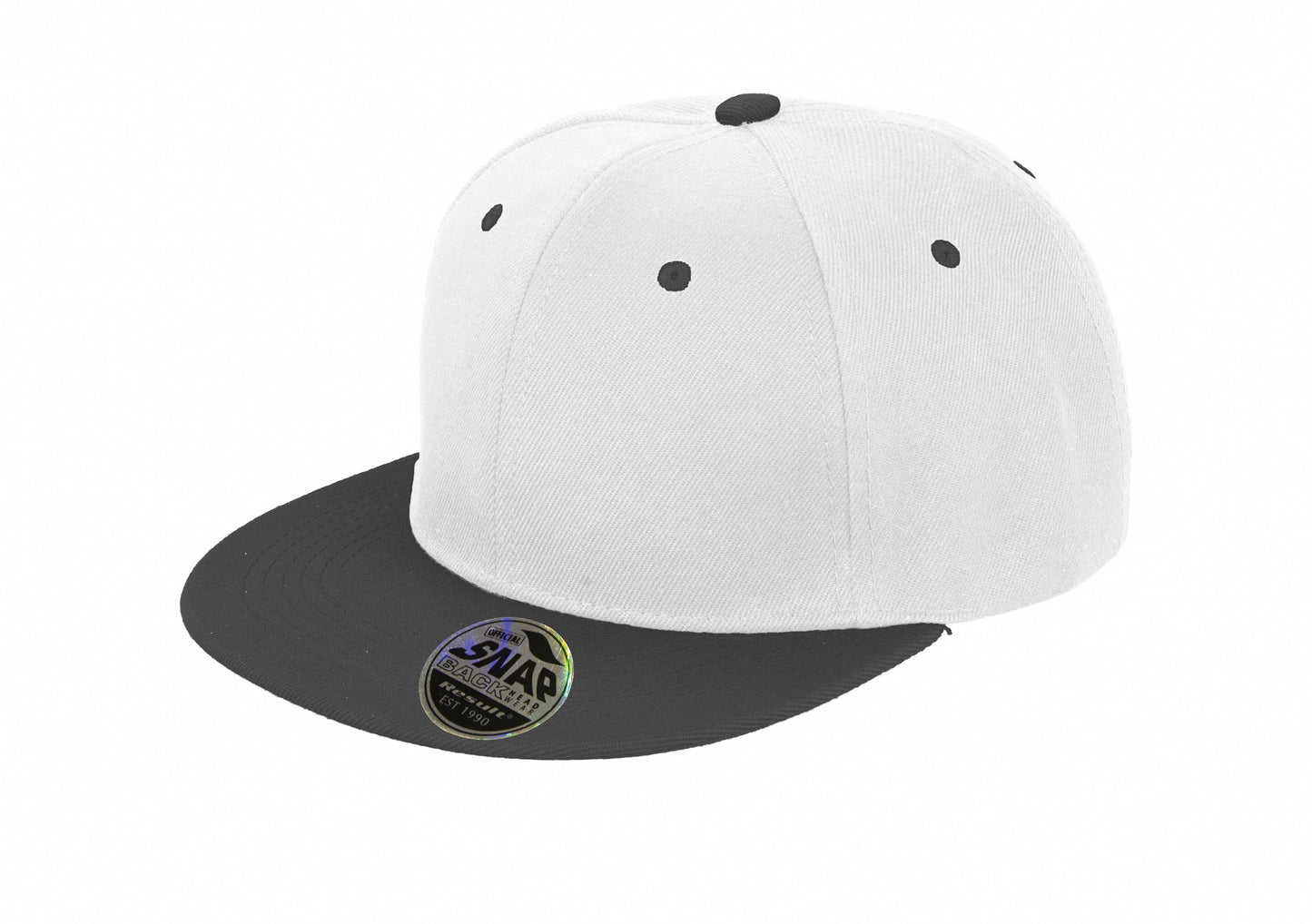 Result Headwear Bronx Flat Peak Snapback Cap Dual Colour Retro Style