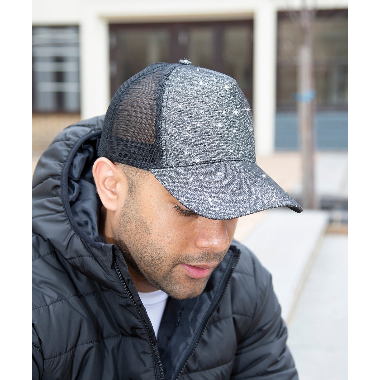 Result Headwear Core New York Sparkle Cap with Ponytail Hole - One Size