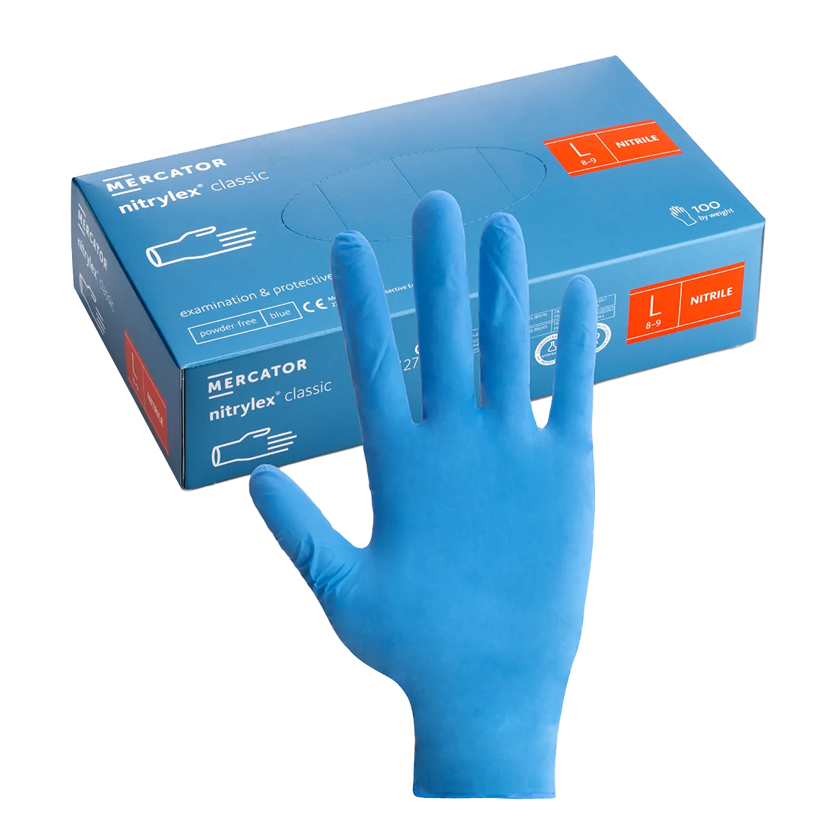 Predator Nitrylex Classic Powder Free Blue Nitrile Gloves 100 Pack AQL 1.0