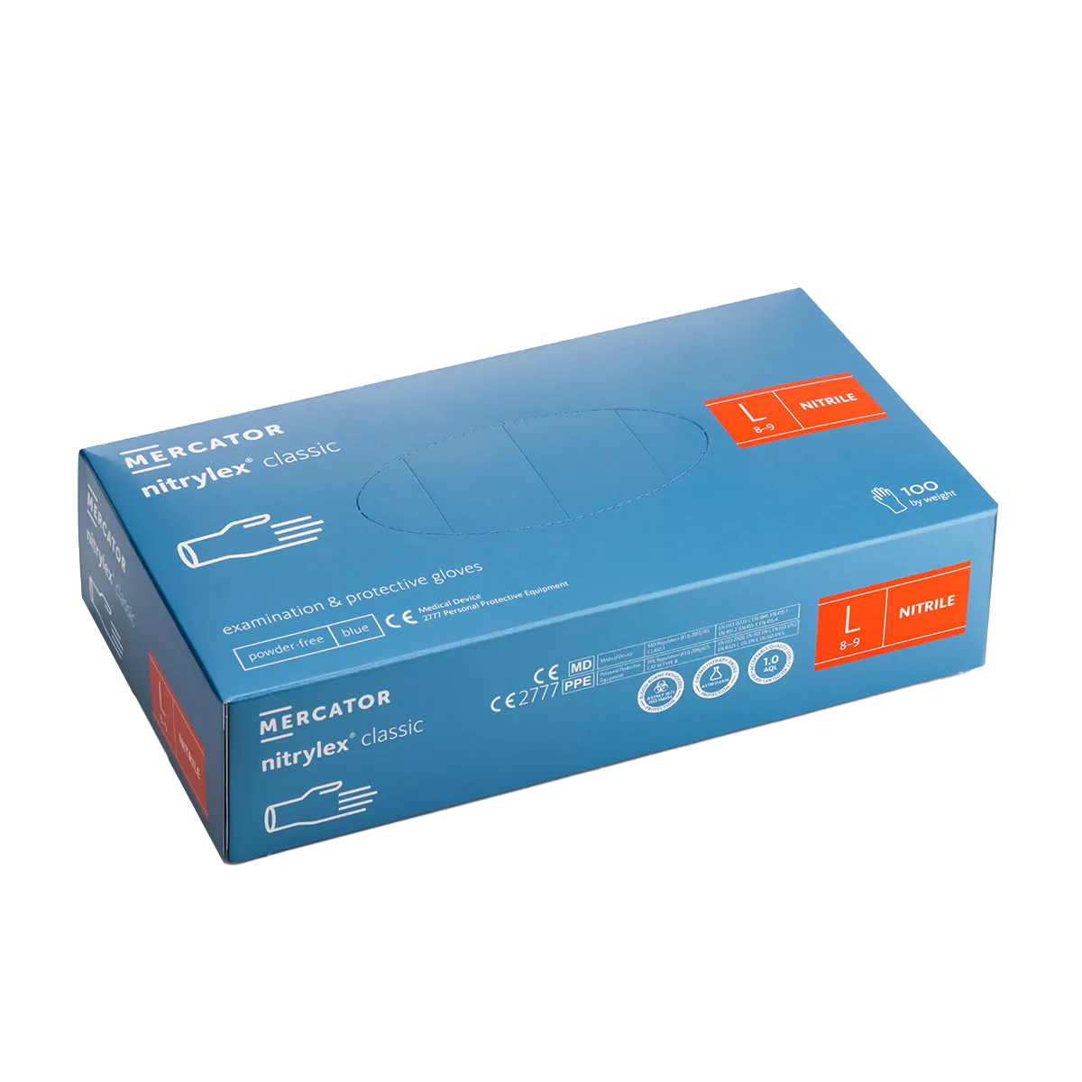 Predator Nitrylex Classic Powder Free Blue Nitrile Gloves 100 Pack AQL 1.0