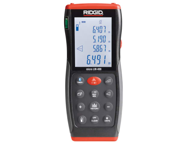 RIDGID Micro LM-400 Laser Distance Measure 70m Bluetooth Backlit Display