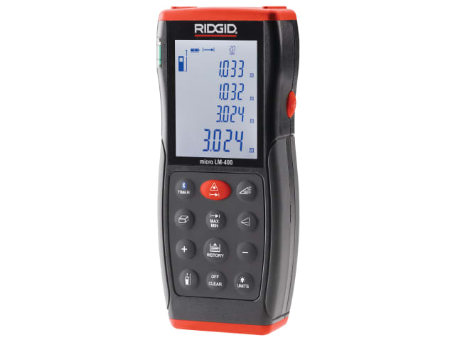 RIDGID Micro LM-400 Laser Distance Measure 70m Bluetooth Backlit Display