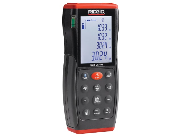 RIDGID Micro LM-400 Laser Distance Measure 70m Bluetooth Backlit Display