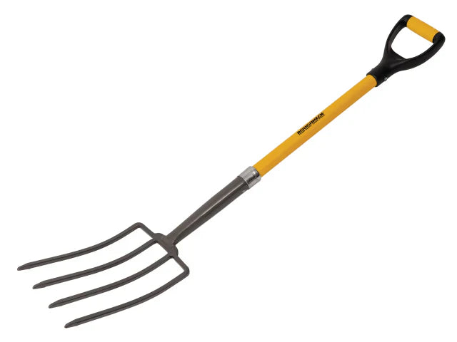 Roughneck Digging Fork Heavy-Duty Tines Fibreglass Shaft Soft Grip Handle