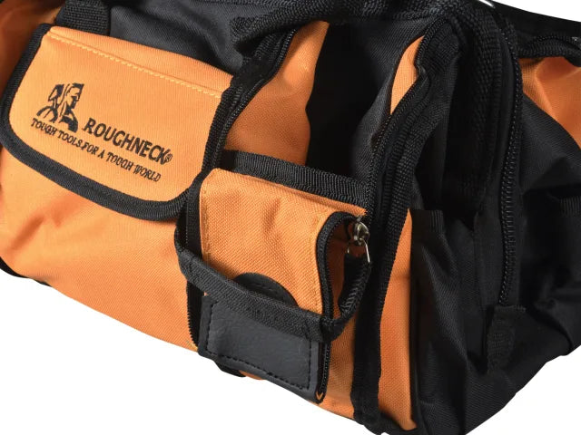 Roughneck 41cm Wide Mouth Tool Bag Heavy-Duty with 19 Pockets and Straps