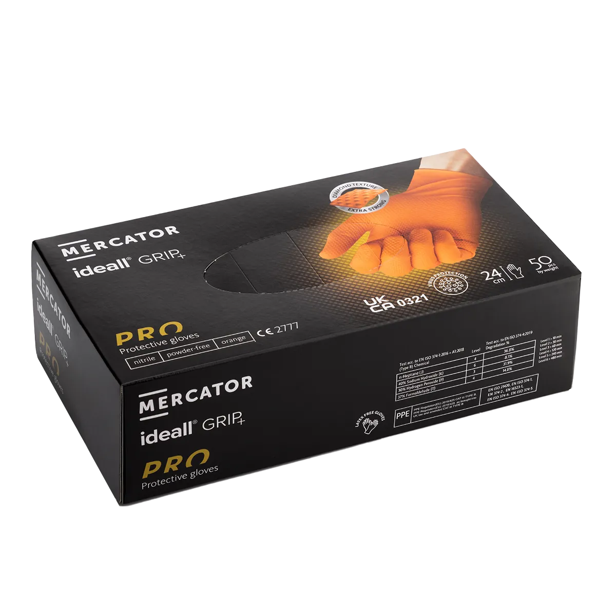 Predator Orange Nitrile Grip Gloves 7 Mil Powder Free Food Safe 50 Pack
