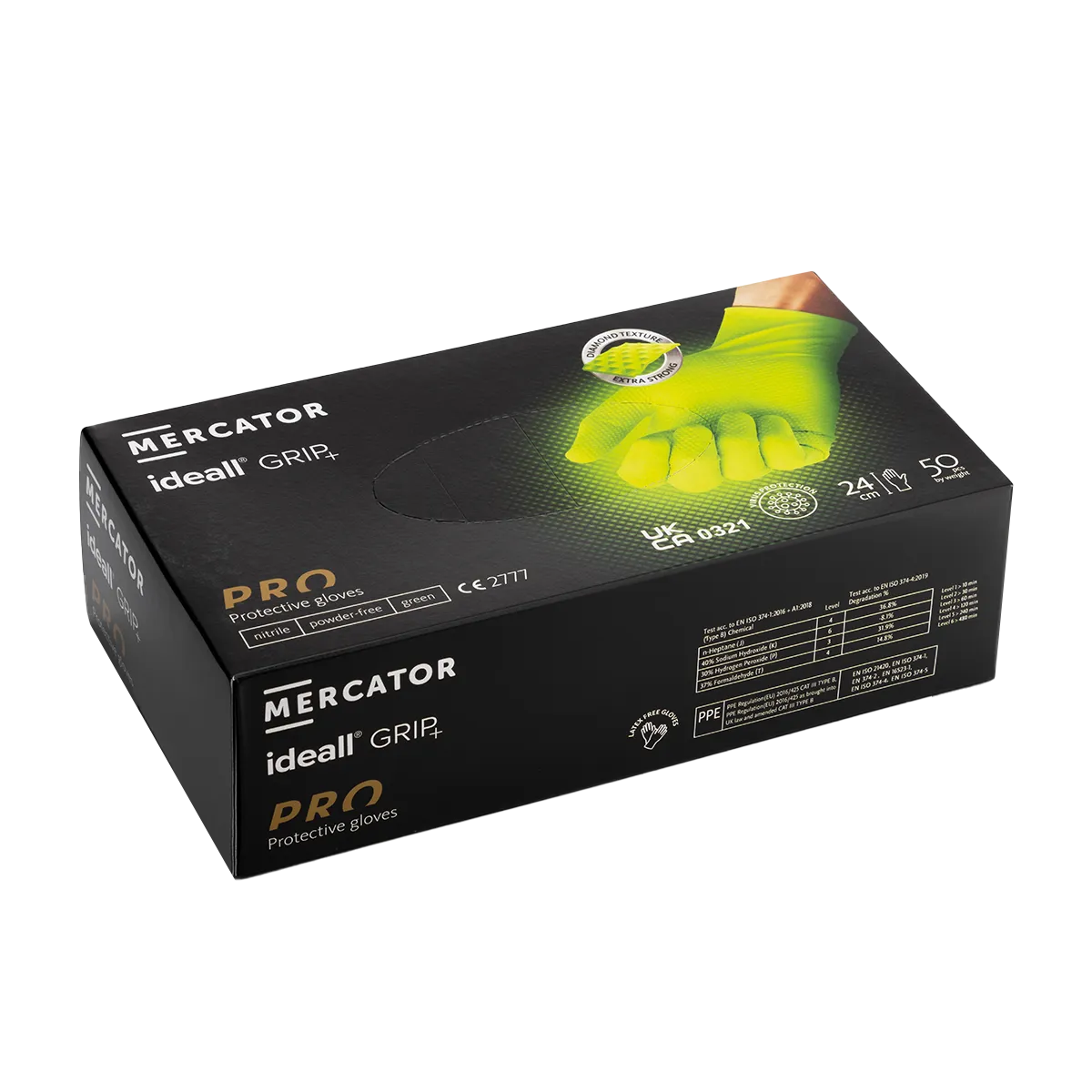 Predator Green Ideall Grip Gloves 7mil Nitrile Powder Free Touch Screen Friendly