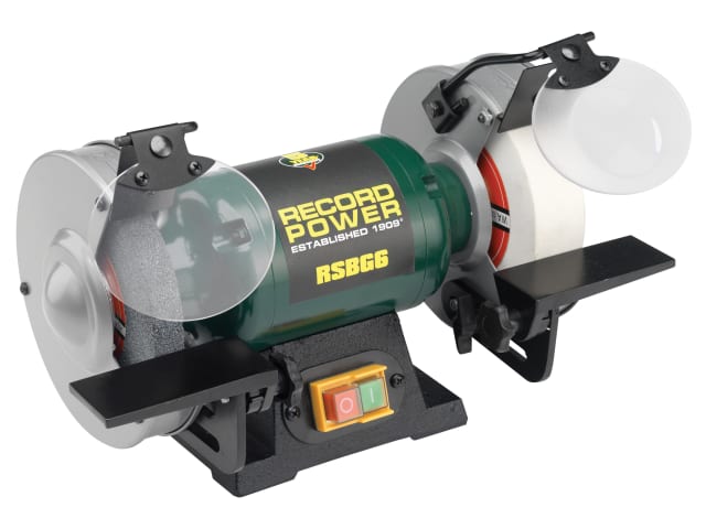 Record Power RSBG8 200mm Bench Grinder 550W Heavy-Duty + Adjustable Tool Rests