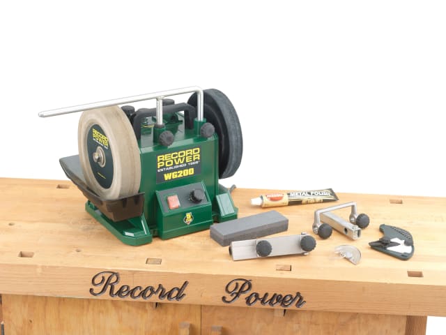 Record Power WG200 200mm Whetstone Grinder 160W Adjustable Torque & Accessories